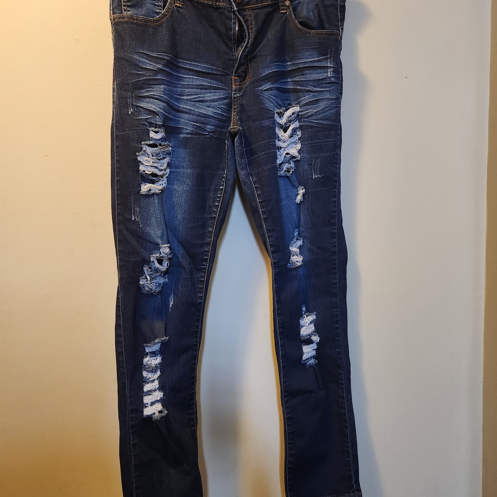 Distressed Blue Jeans